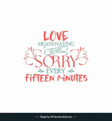 funny love quotes design elements flat classical stylized texts sketch 