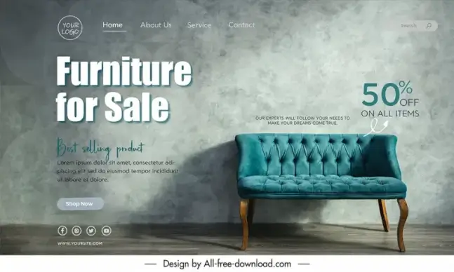furniture discount landing page template elegant classic