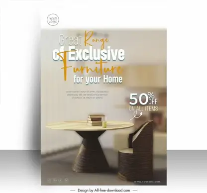 furniture discount poster template elegant closeup 
