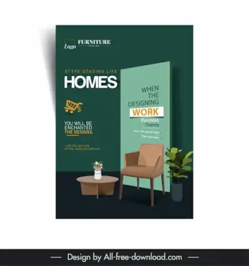 furniture flyer template elegant dark design