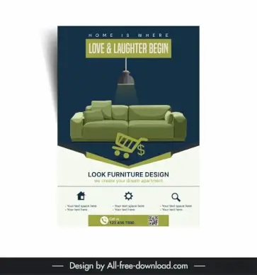 furniture flyer template elegant sofa sketch