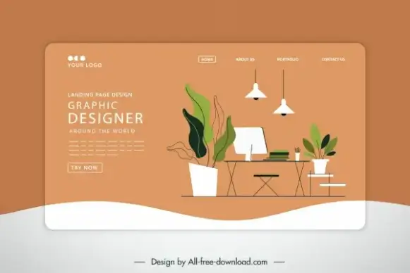 furniture website template flat classic sketch