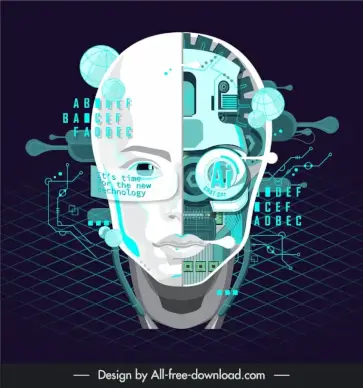 future technology backdrop contrast robot face analysis