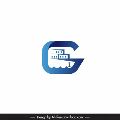 g cargo ship logotype modern flat vessel text shape