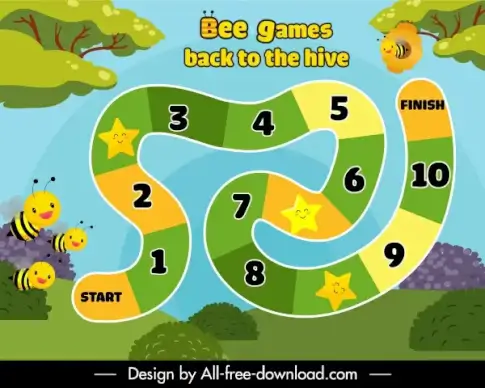 game background cute bees race route sketch
