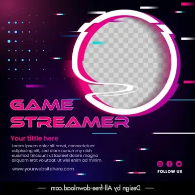 game streaming social post template dynamic contrast checkered circle