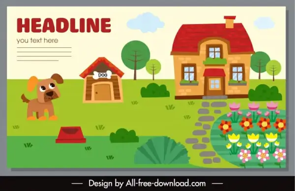 gardening banner template elegant colorful decor