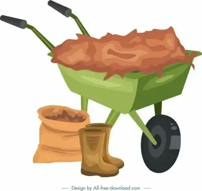 gardening tools icons multicolored 3d design