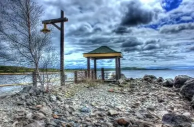 gazebo and landscape at lake nipigon ontario canada