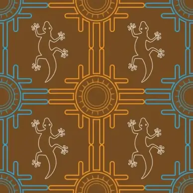 gecko pattern outline classical repeating style colored decoration