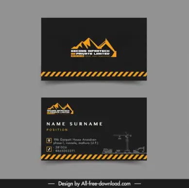 gecons infratech private limited name card template mountain logo decor dark design 