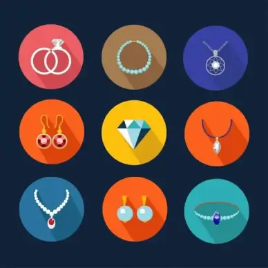gemstone design elements various types isolation