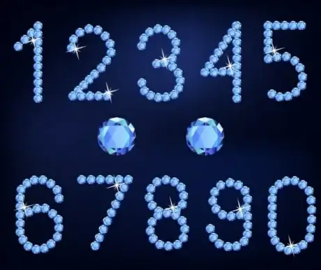 gemstones advertisement sparkling blue numbering design