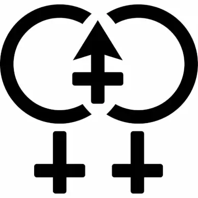 genderless sign icon flat black white symmetric cross arrow circle shapes