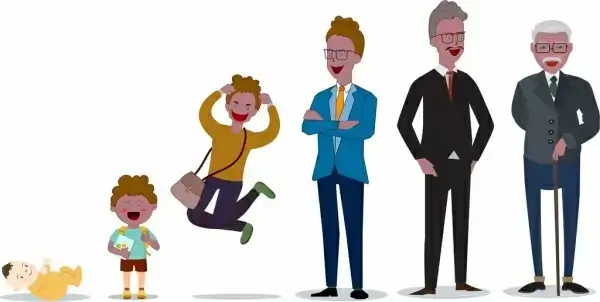generation concept background boys men icons cartoon characters