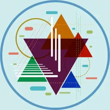 geometric abstract background colorful flat circles triangles icons