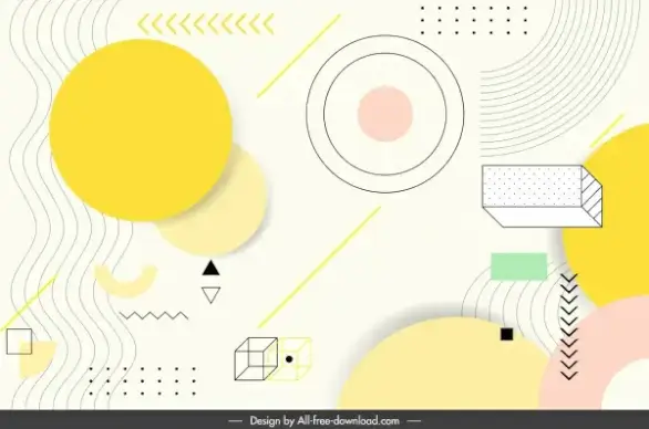 geometric background colorful handdrawn flat 3d sketch