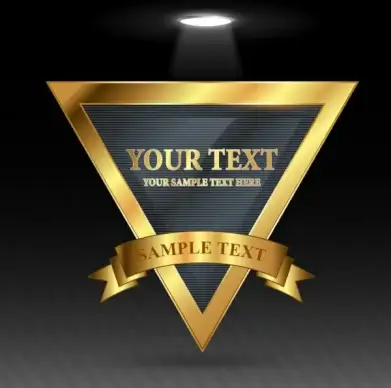 geometric banner template shiny golden triangle ribbon decor