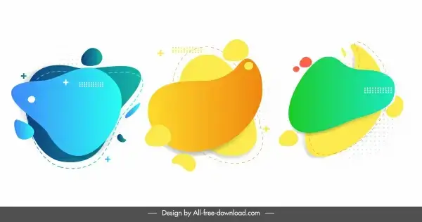 geometric decorative elements modern colored bright deformed shapes