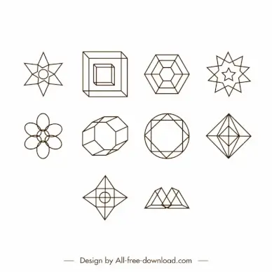 geometric icon sets symmetric shapes outline