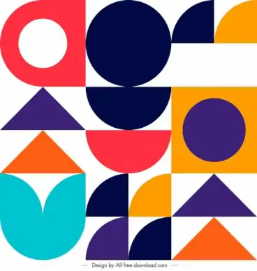 geometric pattern elements colorful flat shapes sketch