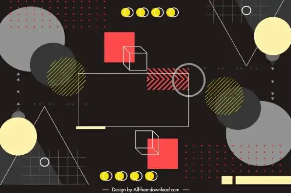 geometry background dark colorful elements sketch