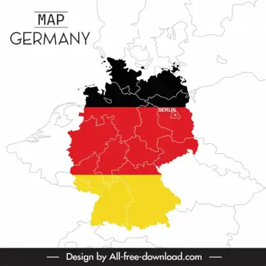 germany map backdrop template flat handdrawn flag elements decor 