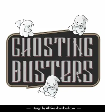 ghosting busters banner template dynamic funny cartoon characters sketch
