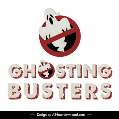 ghosting busters poster template retro design texts banning circle sign sketch