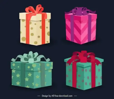 gift box icons 3d sketch colorful elegant modern