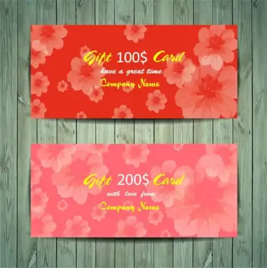 gift card design on red flowers background