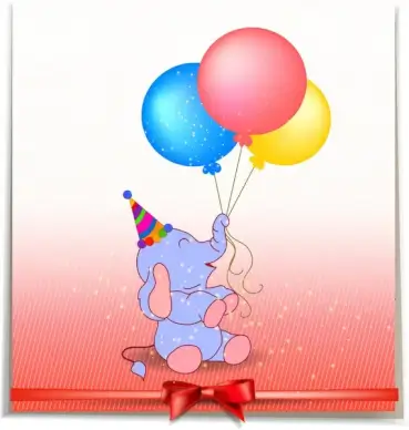 gift decor with cartoon elephant and balloon