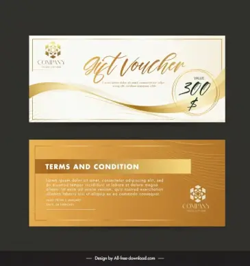 gift voucher template elegant bright waving curves