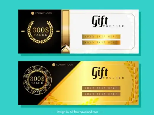 gift voucher template elegant luxury golden black decor