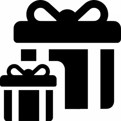 gifts box icon flat contrast symmetric black white outline