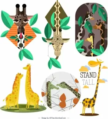 giraffe background templates cute cartoon characters
