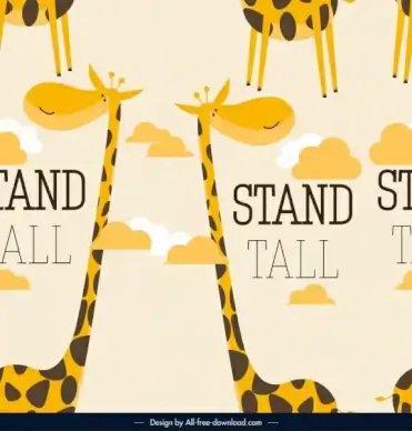 giraffe pattern template cute cartoon character sketch