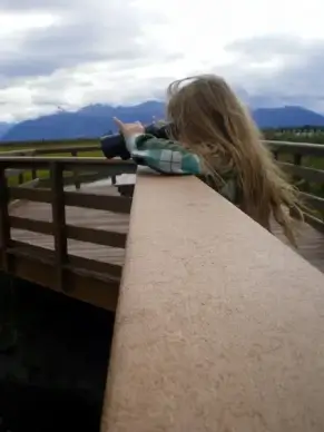 girl with binoculars