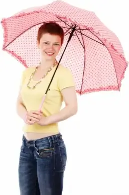 girl with pink umbrella