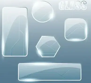 glass surface icons shiny geometric shapes