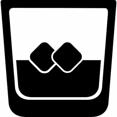 glass whiskey sign icon flat black white sketch