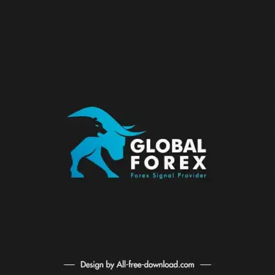 global forex logo template flat dark contrast silhouette bear bull sketch