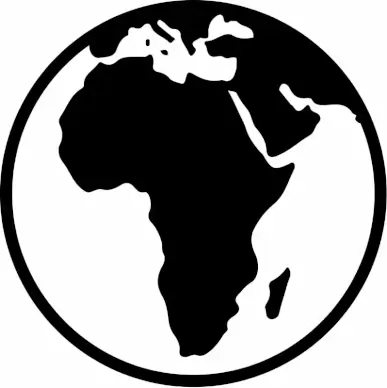 globe africa sign icon flat black white map circle sketch