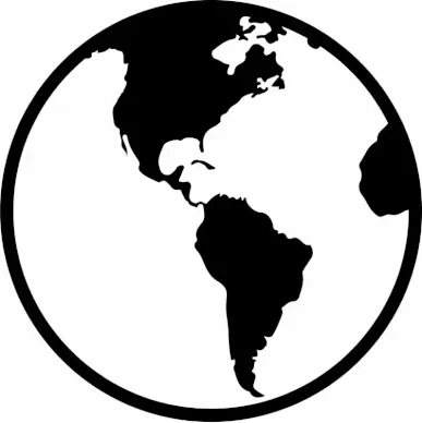 globe americas sign icon flat black white isolation sketch