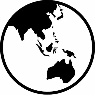 globe asia sign icon flat contrast black white sketch circle isolation