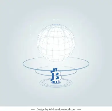 globe bitcoin currency backdrop 3d dynamic sketch