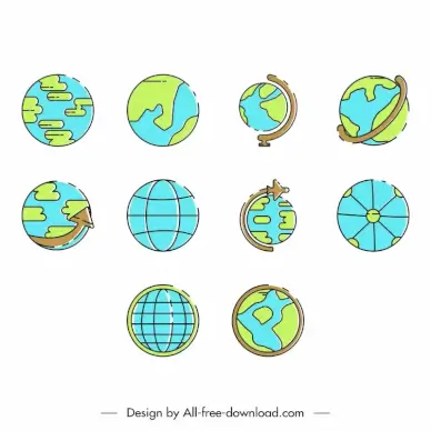 globe icon sets flat circle shapes outline 