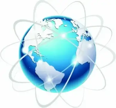 Globe with orbits and map