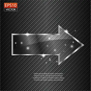 glossy arrow on metal background