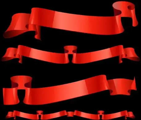 glossy red ribbon banner set